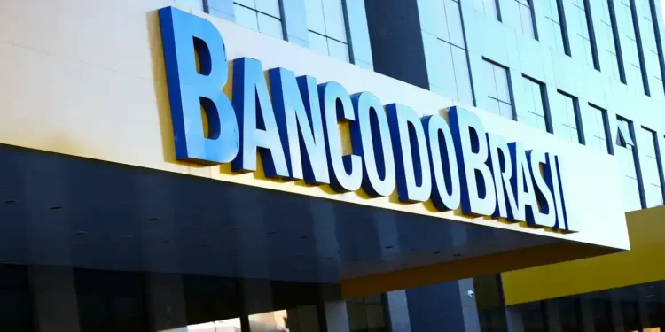 Fachada do Banco do Brasil em prédio corporativo.